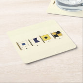 下書かれる帆が付いている4旗の絵画 スクエアペーパーコースター (アングル)