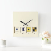 下書かれる帆が付いている4旗の絵画 スクエア壁時計 (ホーム)