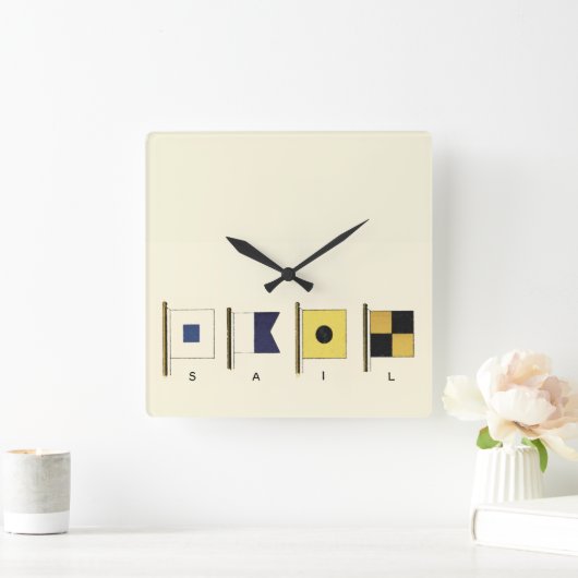 下書かれる帆が付いている4旗の絵画 スクエア壁時計 (ホーム)