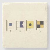 下書かれる帆が付いている4旗の絵画 ストーンコースター (正面)