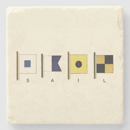 下書かれる帆が付いている4旗の絵画 ストーンコースター (正面)