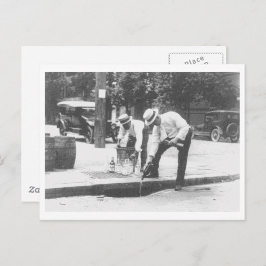 下水道へのウイスキーの注ぎ込み禁止ヴィンテージ ポストカード (正面/裏面)