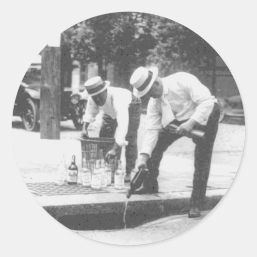 下水道へのウイスキーの注ぎ込み禁止ヴィンテージ ラウンドシール (正面)