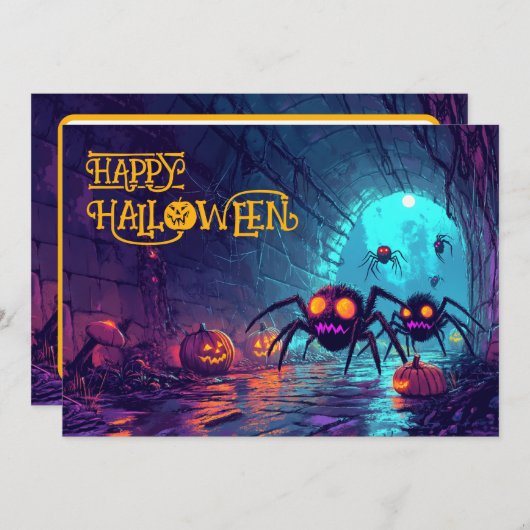 下水道スポオクタキュラーハロウィーンカード 招待状 (正面/裏面)