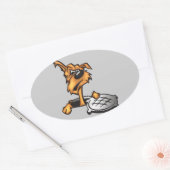 下水道犬 楕円形シール (封筒)