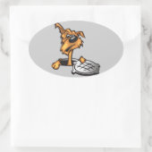 下水道犬 楕円形シール (バッグ)