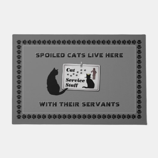 下男付きの甘猫（カスタマイズ可能） ドアマット (正面)