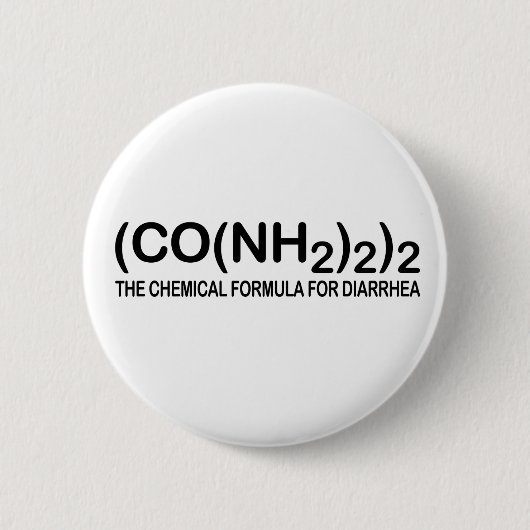下痢ボタンのためのおもしろいな化学式 缶バッジ (正面)