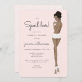 下着レースランジェリーの新婦ブライダルシャワー 招待状 (正面/裏面)