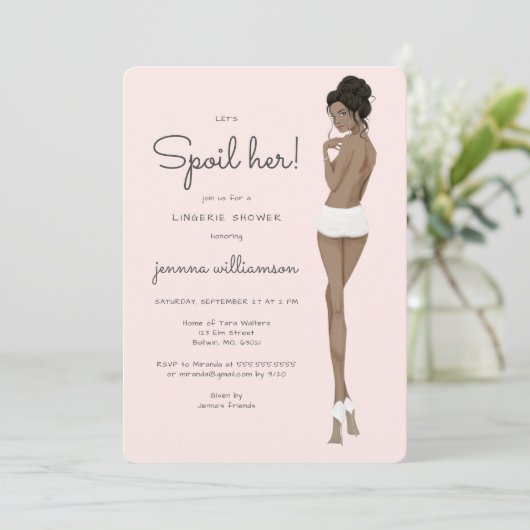 下着レースランジェリーの新婦ブライダルシャワー 招待状 (スタンド正面)