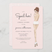 下着レースランジェリーの新婦ブライダルシャワー 招待状 (正面/裏面)