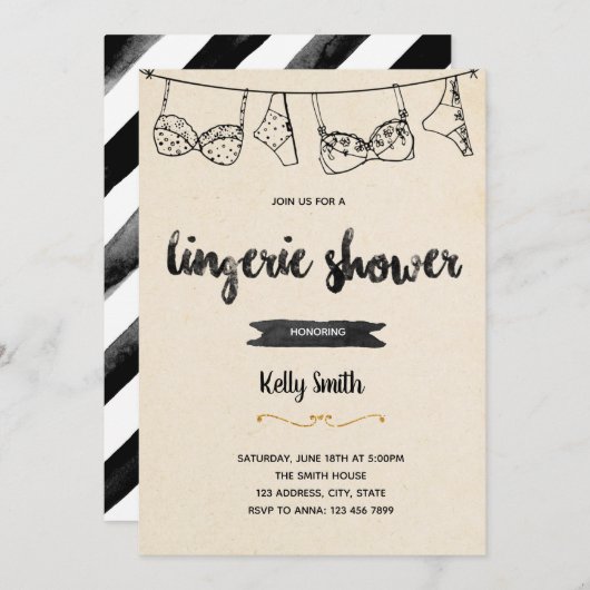 下着素朴シャワーパーティの招待状 招待状 (正面/裏面)