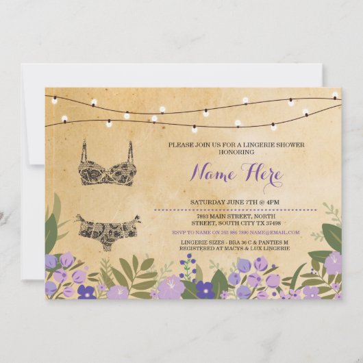 下着 シャワーブライダル ブライズシャワー パーティー招待 招待状 (正面)