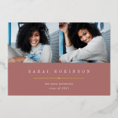 下線付きホイル |写真卒業のお知らせ 箔招待状 (正面)