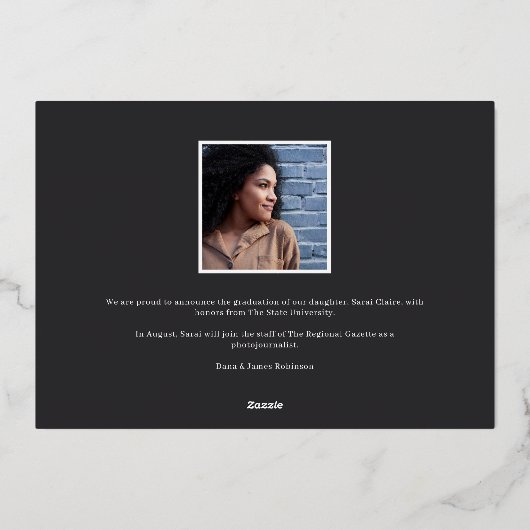 下線付きホイル |写真卒業のお知らせ 箔招待状 (裏面)