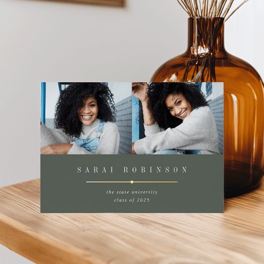 下線付きホイル |写真卒業のお知らせ 箔招待状