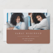 下線 |写真シンプル2枚の卒業 案内状 (正面)