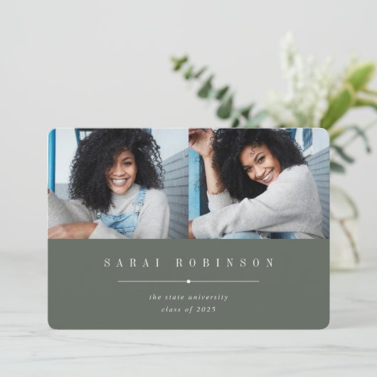 下線 |写真シンプル2枚の卒業 案内状 (スタンド正面)