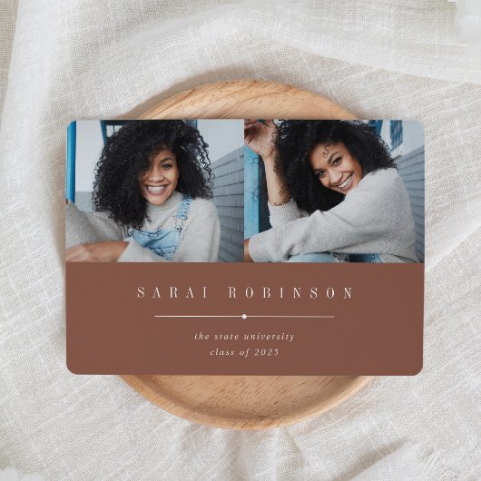 下線 |写真シンプル2枚の卒業 案内状