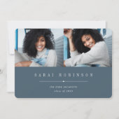 下線 |写真シンプル2枚の卒業 案内状 (正面)