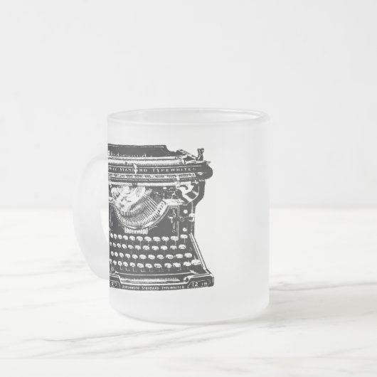 下草のタイプライターの作家 フロストグラスマグカップ (正面左)