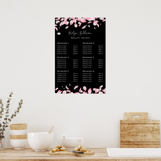 下落する花びら価格表ポスター ポスター (キッチン)