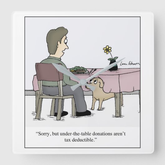 下表の寄付の犬の税金の漫画 スクエア壁時計 (正面)