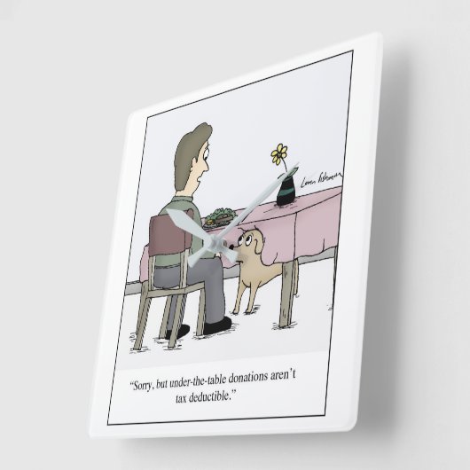 下表の寄付の犬の税金の漫画 スクエア壁時計 (傾斜)