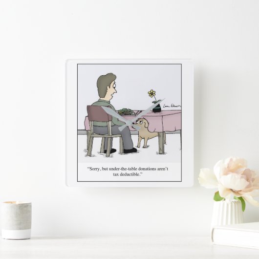 下表の寄付の犬の税金の漫画 スクエア壁時計 (ホーム)