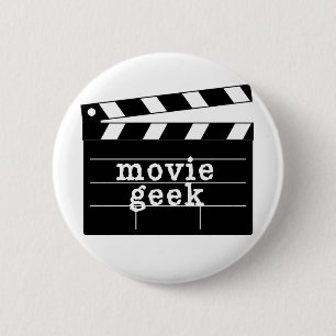 下見板を持つ映画ギーク 缶バッジ