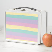 不ストライプ均等なパステルピンク、黄、紫、緑 メタルランチボックス (インサイチュ)