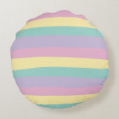 不ストライプ均等なパステルピンク、黄、紫、緑 ラウンドクッション (裏面)