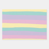 不ストライプ均等なパステルピンク、黄、紫、緑 ラッピングペーパーシート (正面)