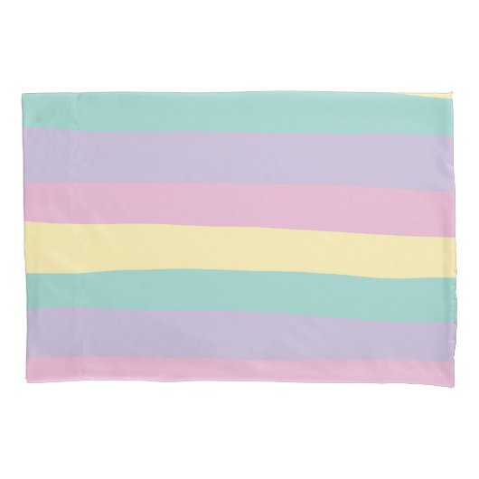 不ストライプ均等なパステルピンク、黄、紫、緑 枕カバー (正面左)