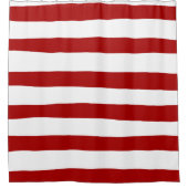 不ストライプ均等赤と白 シャワーカーテン (正面)