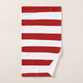 不ストライプ均等赤と白 バスタオルセット (ハンドタオル)