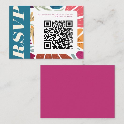 不一致カラフル抽象芸術フローラ結婚式RSVP エンクロージャーカード (正面/裏面)