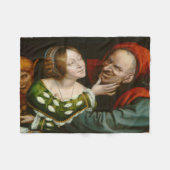 不一致愛好家（Quentin Massys著） フリースブランケット (正面(横))