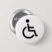 不具の記号または白くおよび黒いハンディキャップの印 缶バッジ (正面&裏面)