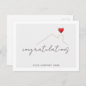 不動産おめでとう新しい家ハート ポストカード (正面/裏面)