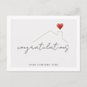 不動産おめでとう新しい家ハート ポストカード (正面)