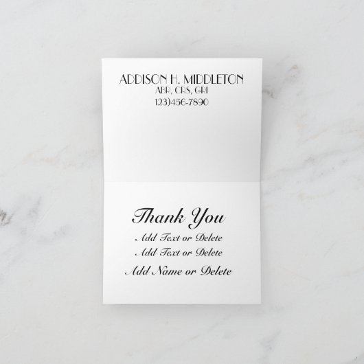 不動産のお礼カードまたは白紙のカード サンキューカード (内部)