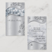 不動産のエレガントでスタイリッシュな名刺の銀 名刺 (正面/裏面)