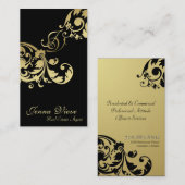 不動産の名刺のモノグラムの黒及び金ゴールド 名刺 (正面/裏面)