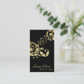 不動産の名刺のモノグラムの黒及び金ゴールド 名刺 (スタンド正面)