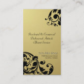 不動産の名刺のモノグラムの黒及び金ゴールド 名刺 (裏面)