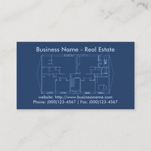 不動産の名刺: 平面図の青写真 名刺 (正面)