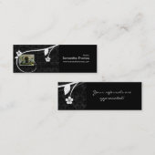 不動産の家のダマスク織のしおりの花柄の黒 スキニー名刺 (正面/裏面)
