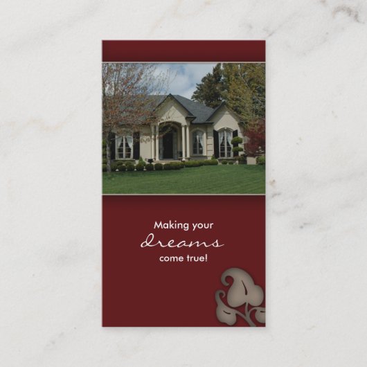 不動産の家の名刺バーガンディ 名刺 (正面)
