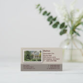 不動産の家内経営カードベージュ色 名刺 (スタンド正面)